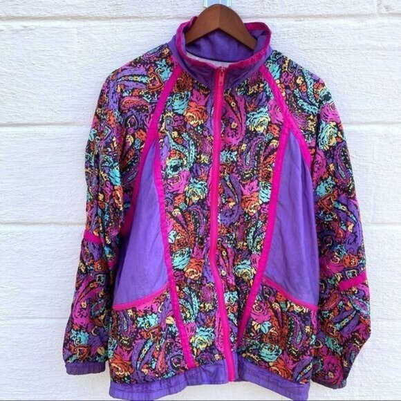 Vintage Jackets & Blazers - Vintage 90s Westbound Sport Paisley Full Zip Windbreaker Track Jacket